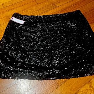 Sequin black mini skirt